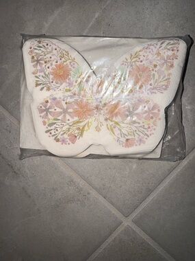 Shabby Chic Butterfly Floral Disposable Napkins - Pink, Gold, Green
